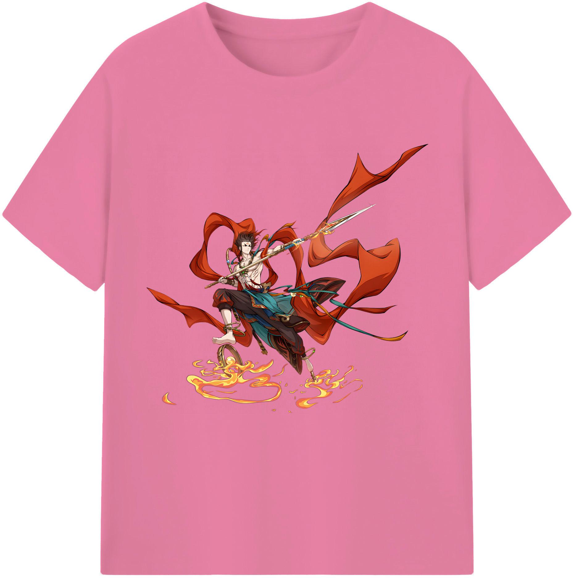 （画像用） Ne Zha 2 ナタ 魔童の大暴れ 綿100％半袖Tシャツ（フロントプリント）